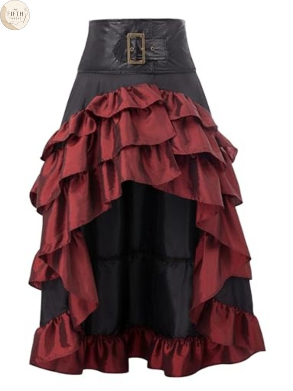 Steampunk Gothic High Low Ruffle Victorian Bustle Skirt Pleated Ankle Length